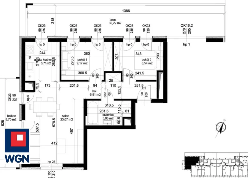 Mieszkanie na  sprzedaż Łęczna - Nowe 3-pokojowe mieszkanie 59,33 m2 z tarasem (30 m2) - świetne dla rodziny.